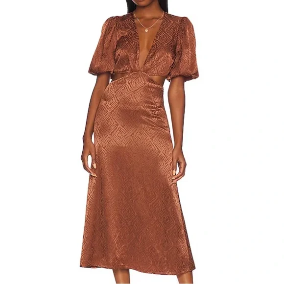 house of harlow brown satin dress House Of Harlow 1960 Brown Satin Dresses
